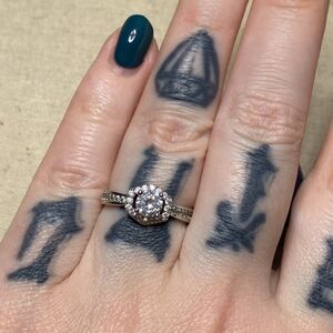 💛 18k White Gold Plated CZ Art Deco Inspired Engagement Ring